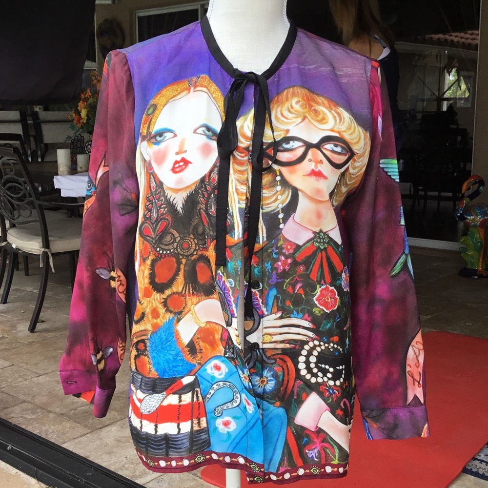 Custom Handmade Abstract Satin Blouse